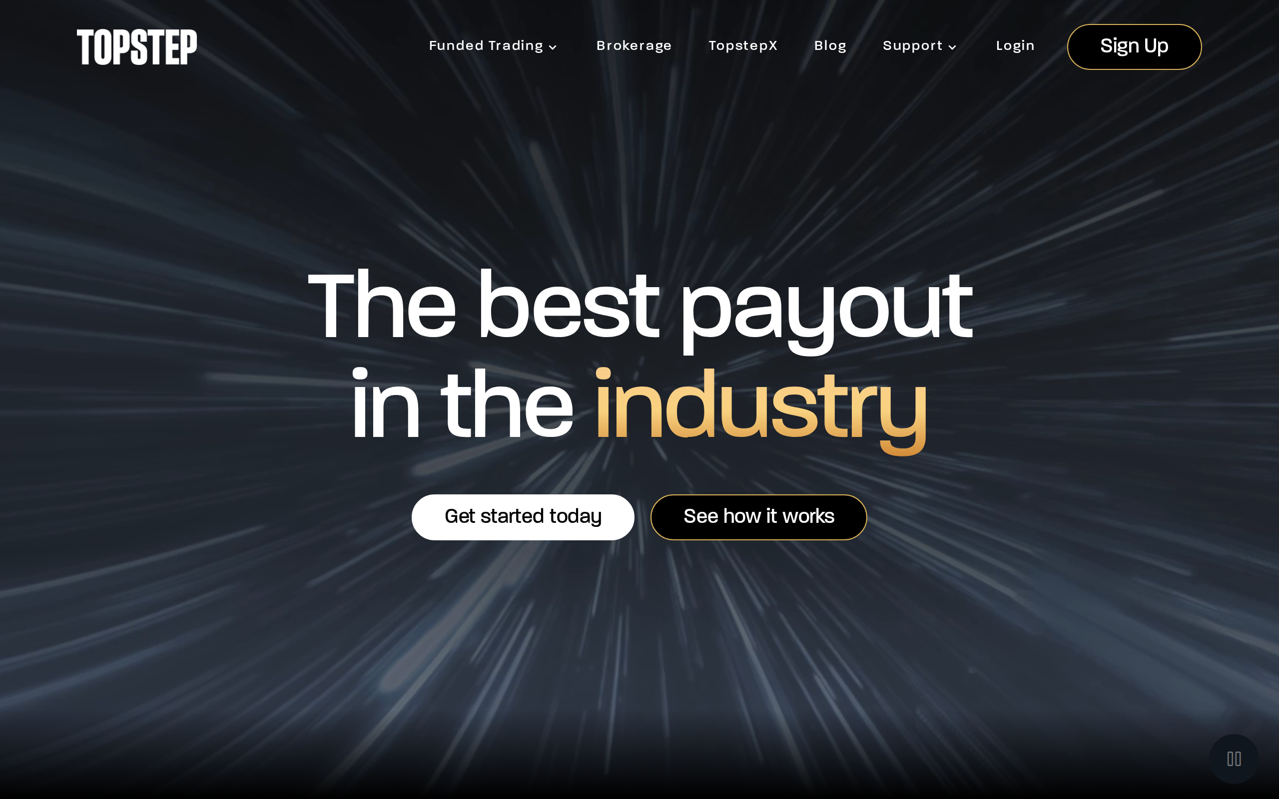 Topstep payouts page with the heading The best payout in the industry
