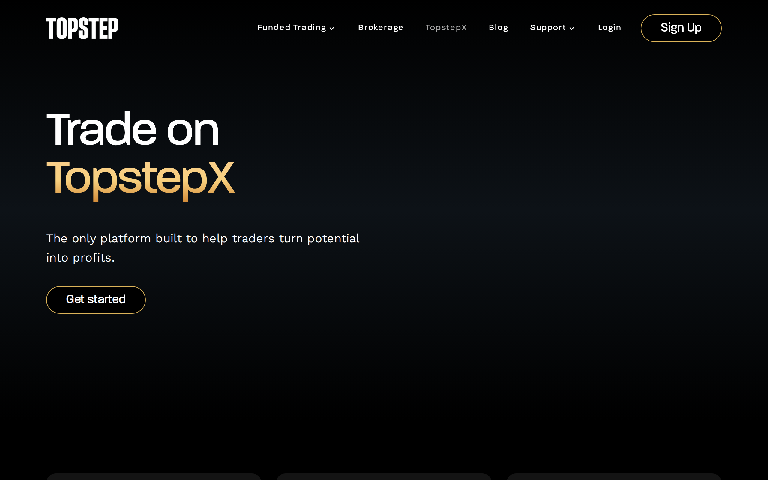 Topstep TopstepX page with the heading Trade on TopstepX