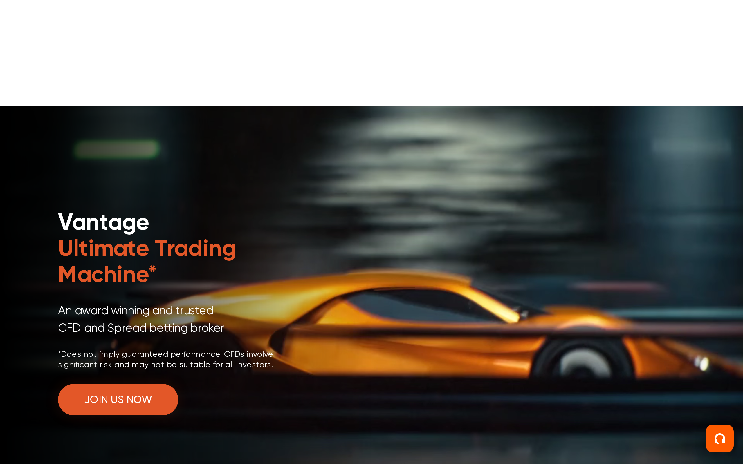 Vantage UK homepage for a spread betting provider and CFD trading broker